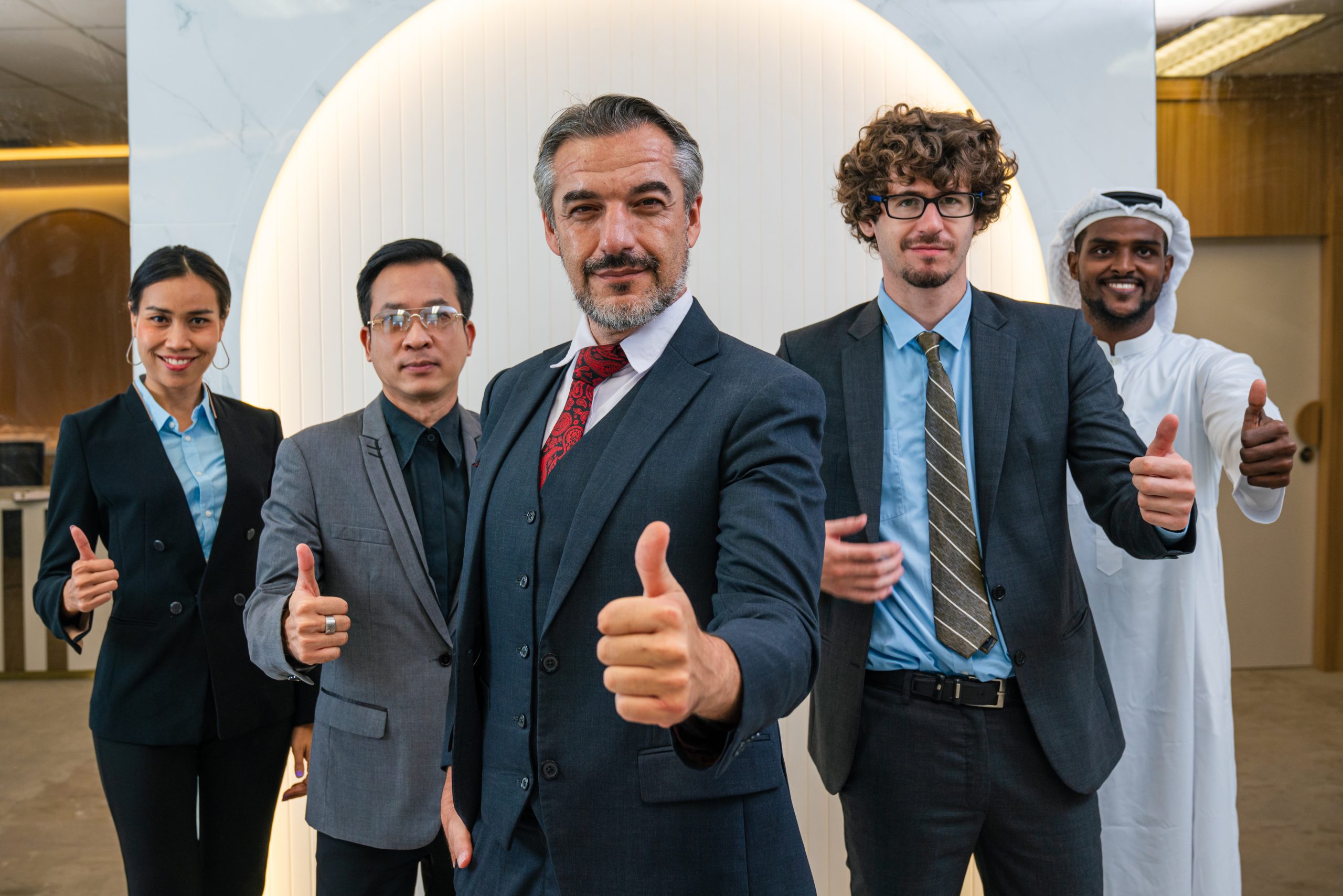 Successful business team working together in a co-working office